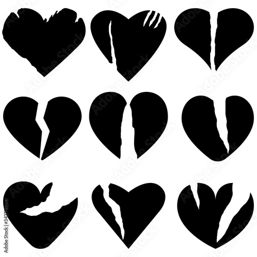Heartbreak, broken heart or divorce flat icon for apps and websites
