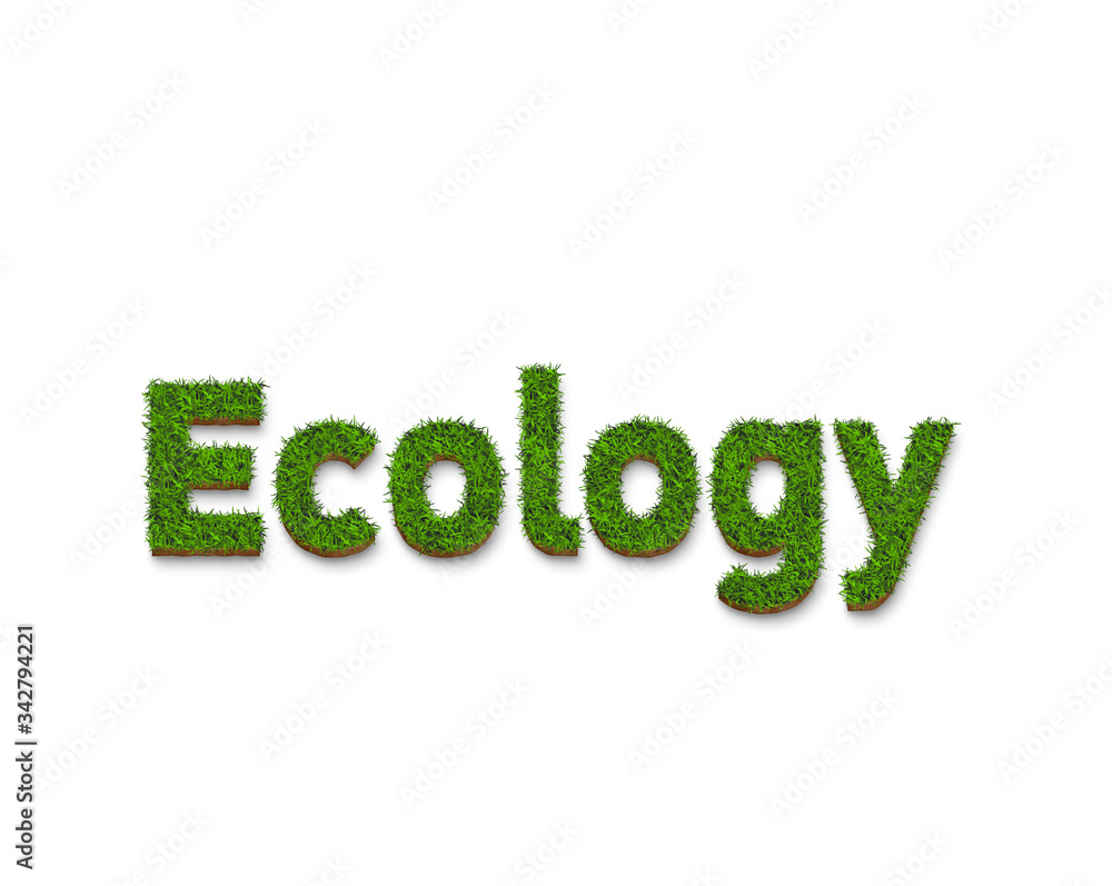 The text of the ecology is a green grass texture The text of the ecology is a green grass texture