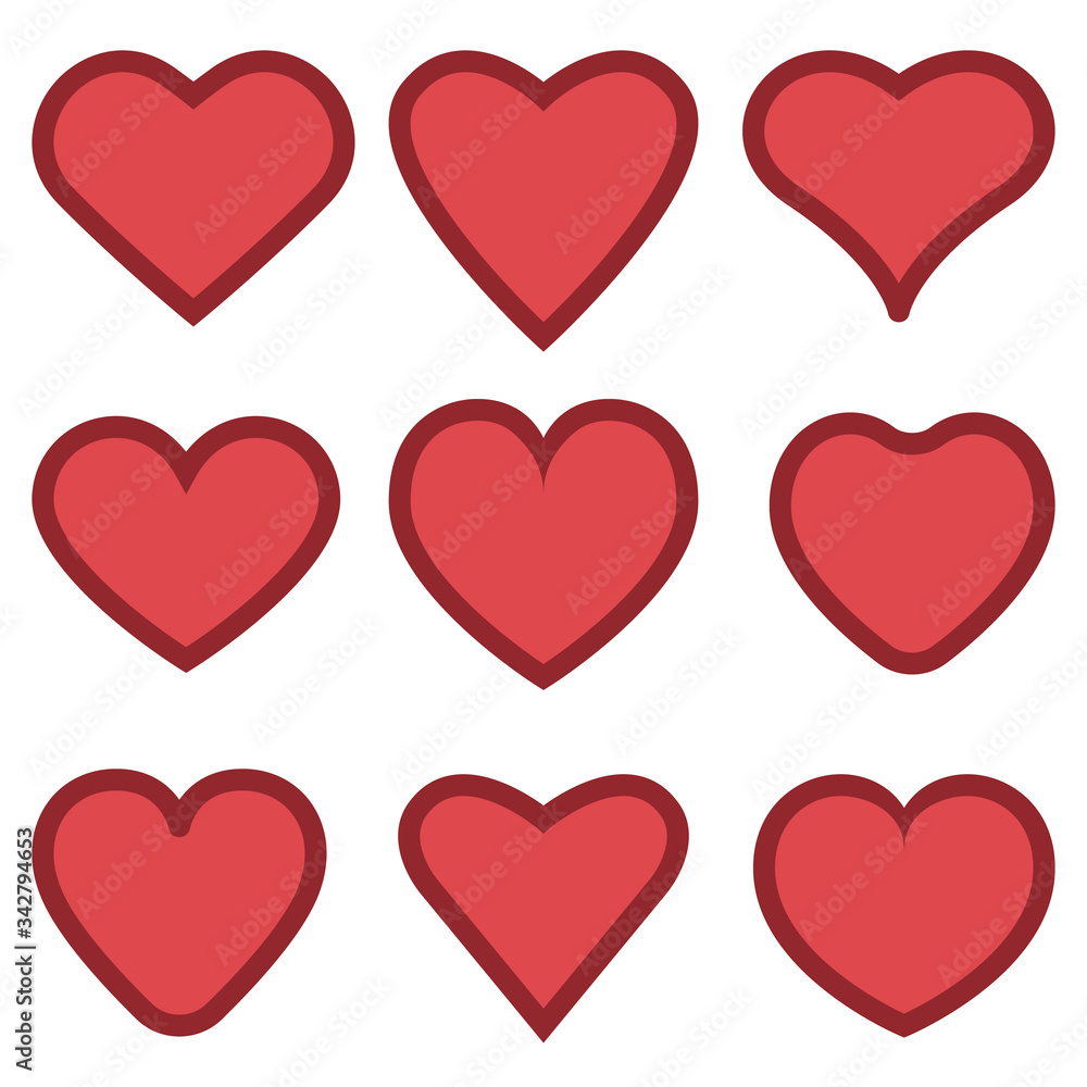 Heart icon collection, love symbol, set of vector hearts