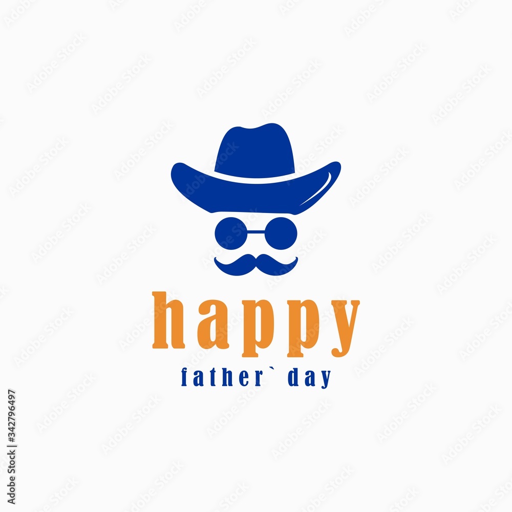 happy father`s day logo design vector illustration