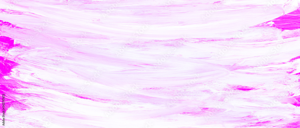 Pink abstract painted background. Abstract background. Pattern with liquid paints. Acrylic paint texture with pink brush strokes. Blank for wallpaper