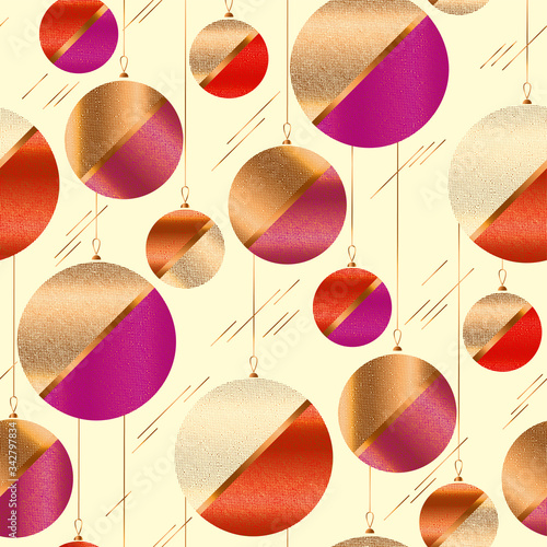 Red and pink xmas balls sea...