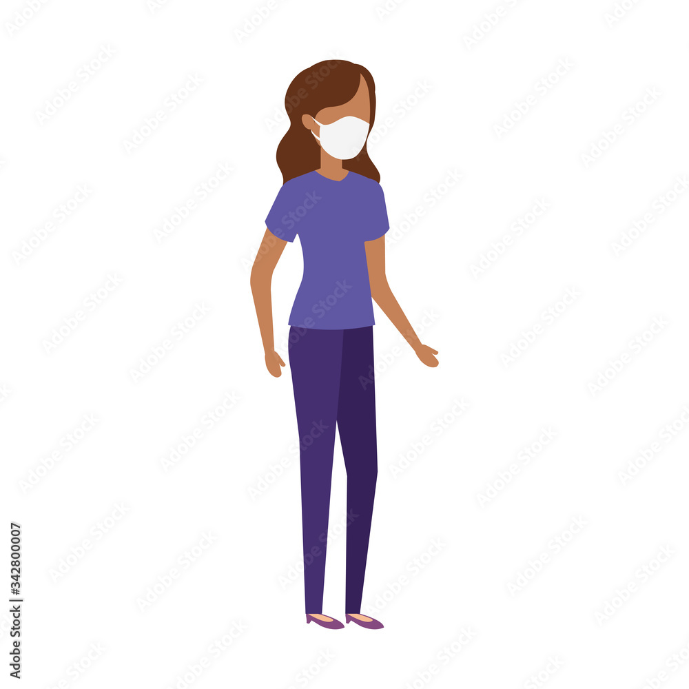 young woman afro using face mask isolated icon vector illustration design young woman afro using face mask isolated icon vector illustration design