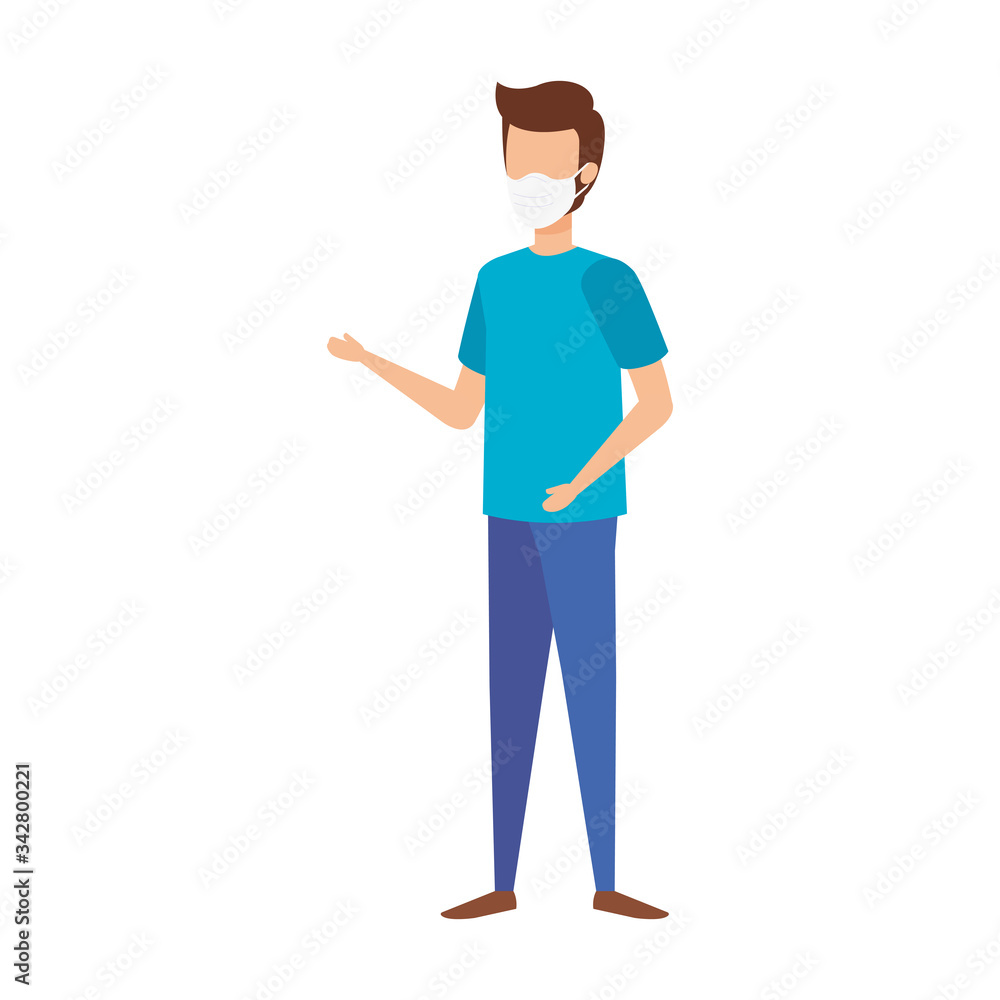 young man using face mask isolated icon vector illustration design young man using face mask isolated icon vector illustration design
