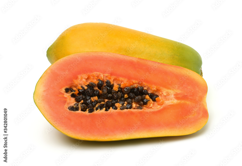 Close up,papaya isolated on white background. Close up,papaya isolated on white background.