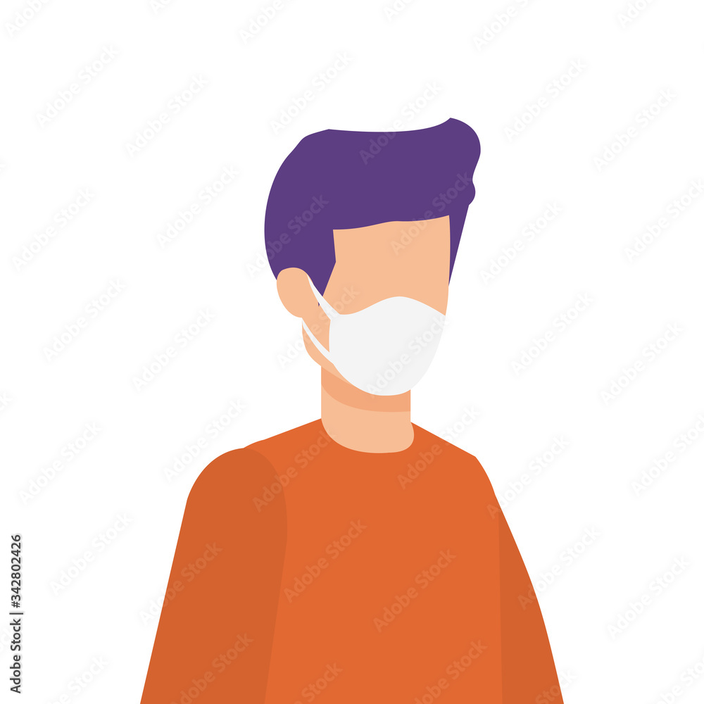avatar young man using face mask isolated icon vector illustration design avatar young man using face mask isolated icon vector illustration design