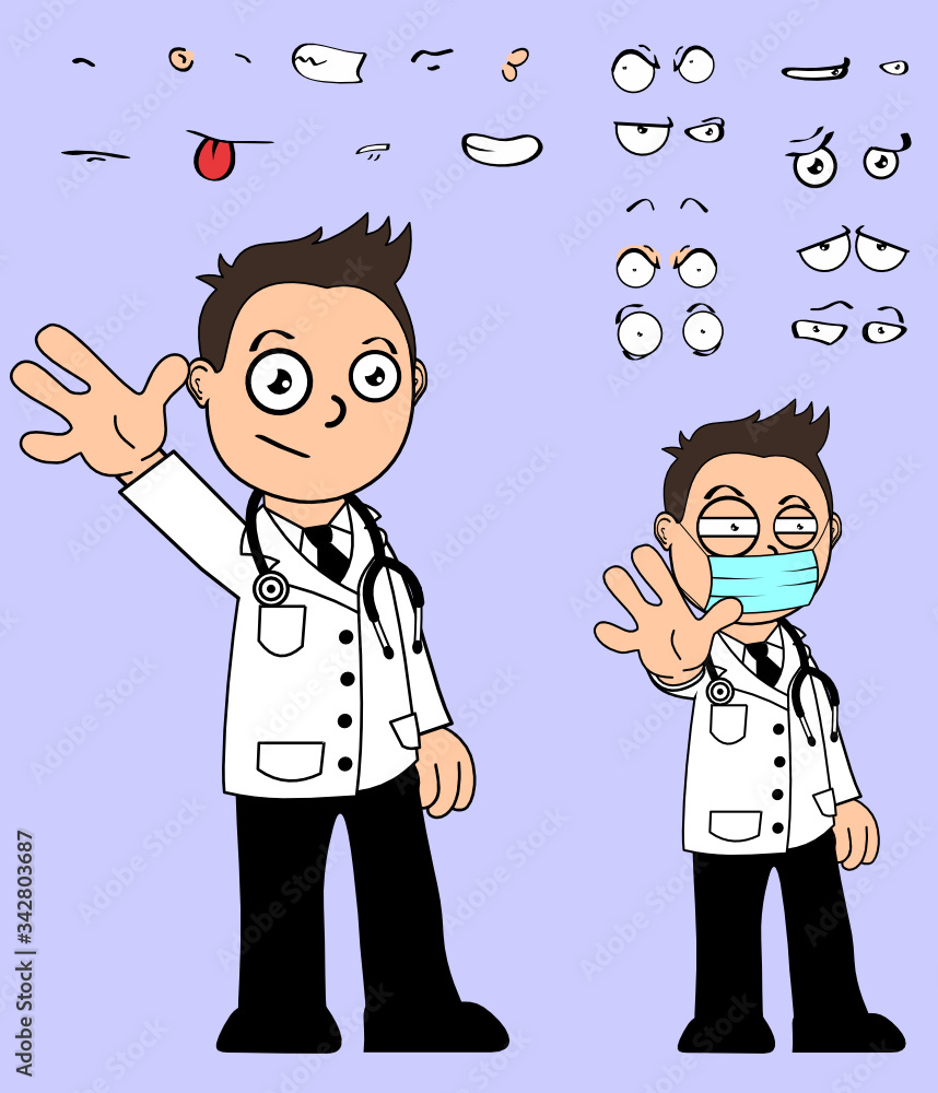 funny doctor kid cartoon expressions set collection in vector format funny doctor kid cartoon expressions set collection in vector format