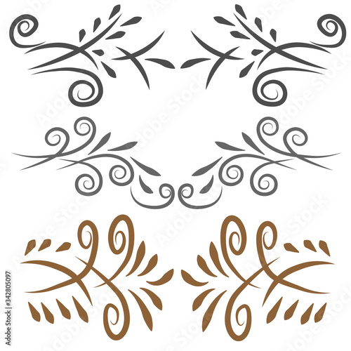 Grey and brown decoration elements set.