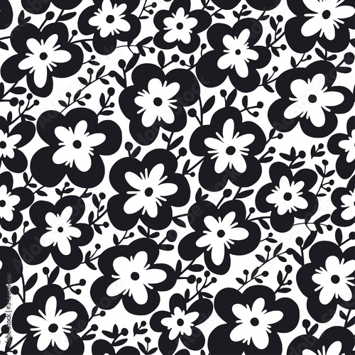 Spring blossom flowers silh...