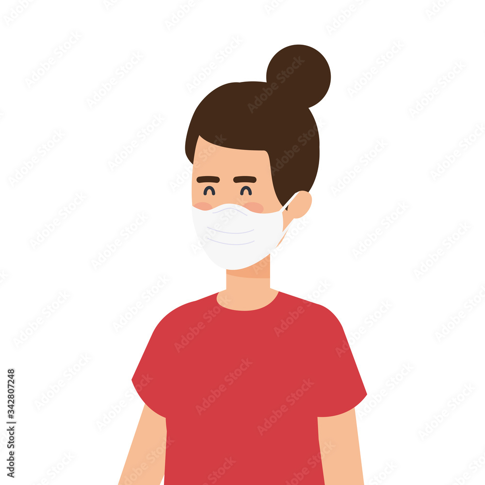 young woman using face mask isolated icon vector illustration design