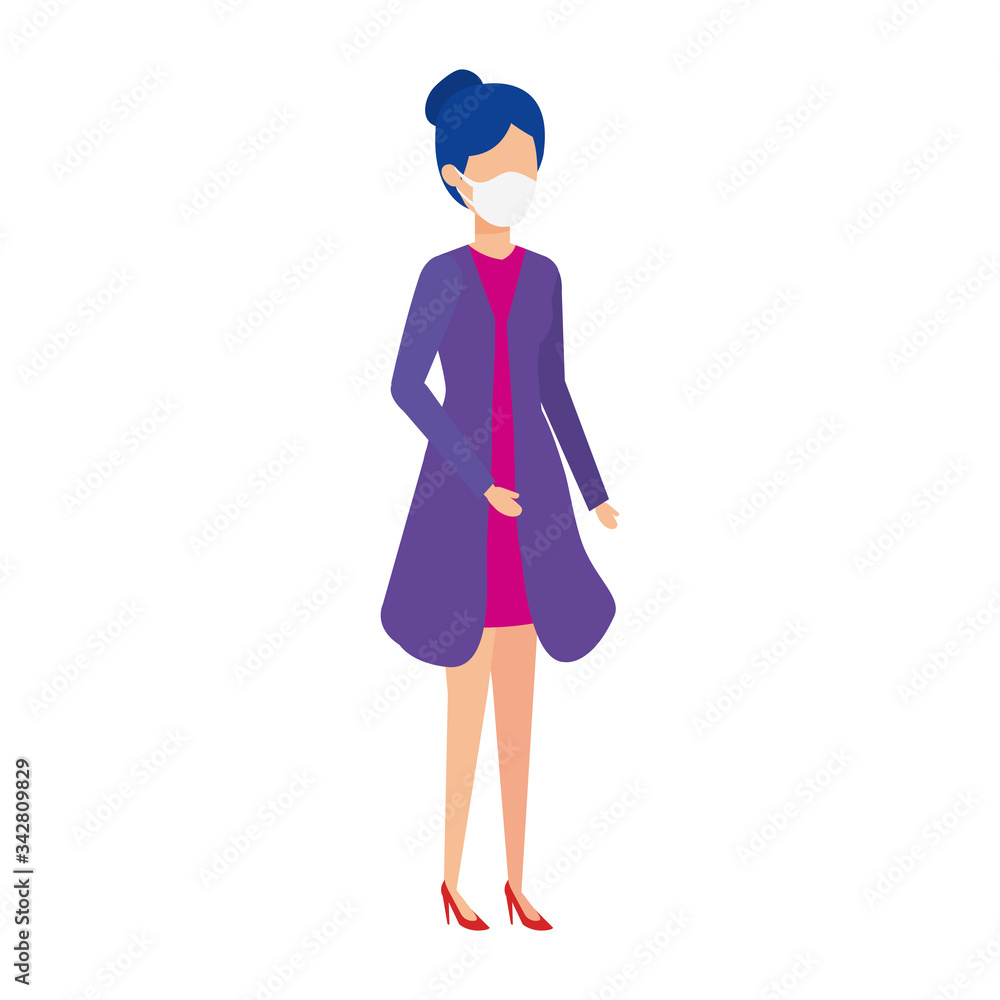 business woman using face mask isolated icon vector illustration design business woman using face mask isolated icon vector illustration design