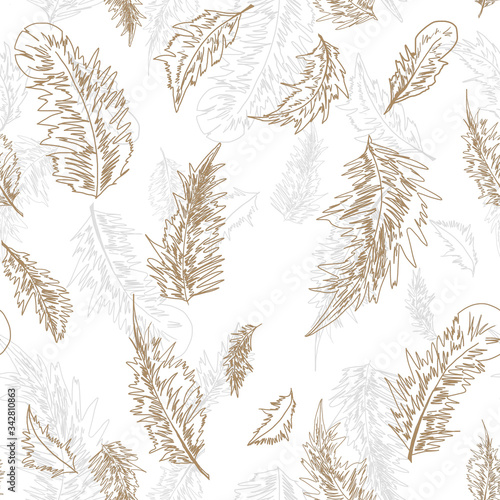 seamless white background with feathers pattern