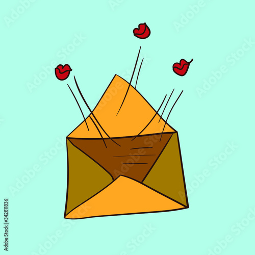 Envelope with stylized lips inside