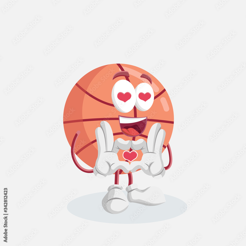 Basket Logo mascot in love pose and background with flat design style for your mascot branding.