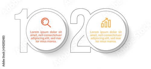 Minimal infographic template design with numbers 2 options or steps.