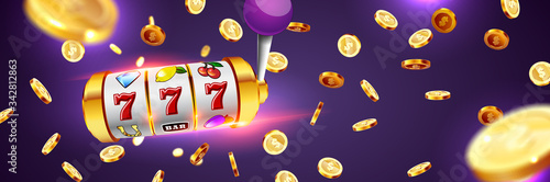 Golden slot machine wins the jackpot.