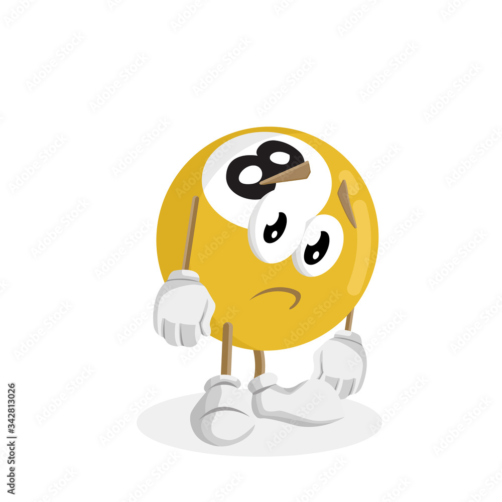 Biliard Logo mascot sad pose and background with flat design style for your mascot branding. Biliard Logo mascot sad pose and background with flat design style for your mascot branding.