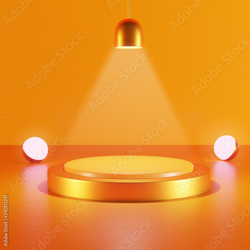 Podium display concept for placing products or cosmetics.3D rendering.