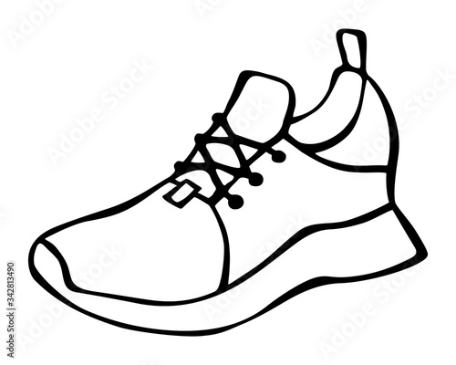 Doodle sneaker hand drawn in line art style
