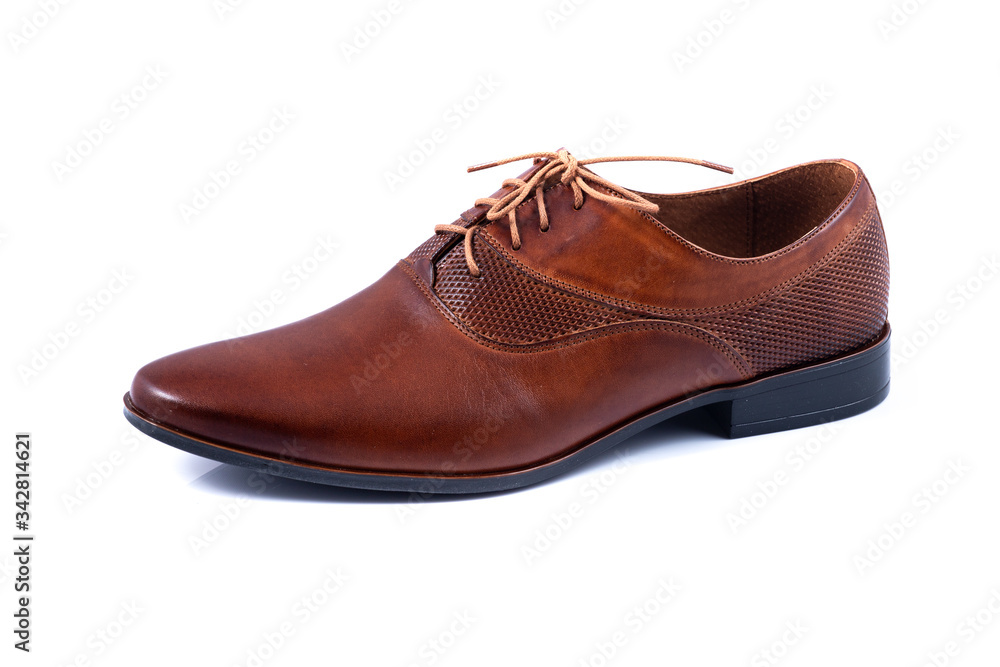 Brown male brogue shoes isolated on white background Brown male brogue shoes isolated on white background