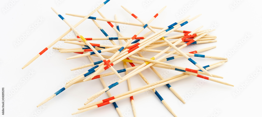 Mikado, wooden sticks on white Mikado, wooden sticks on white