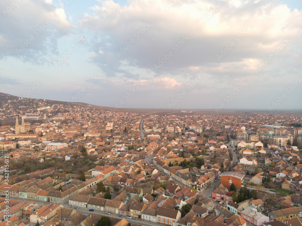 Small town of Vrsac. Aerial photography.