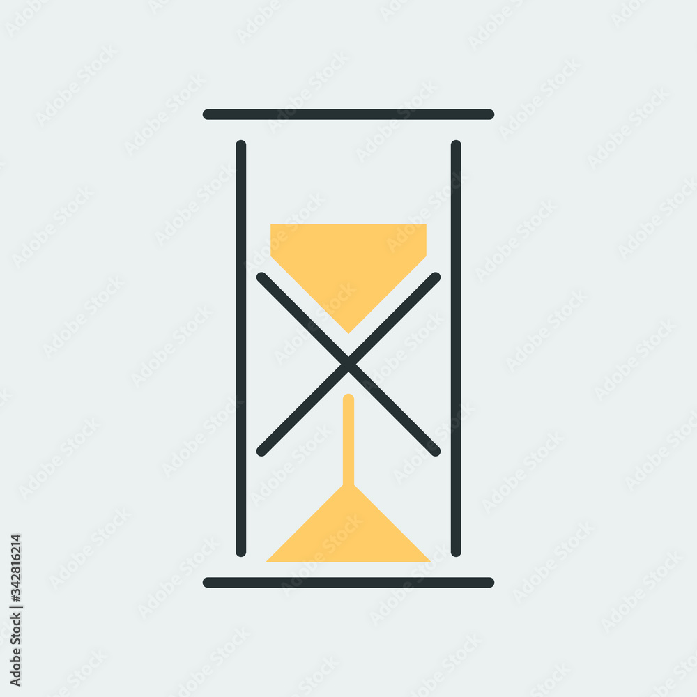 Vector icon of an hourglass. It represents a concept of time management, timer, countdown, schedule. Also can be used as a logo, icon or badge Vector icon of an hourglass. It represents a concept of time management, timer, countdown, schedule. Also can be used as a logo, icon or badge