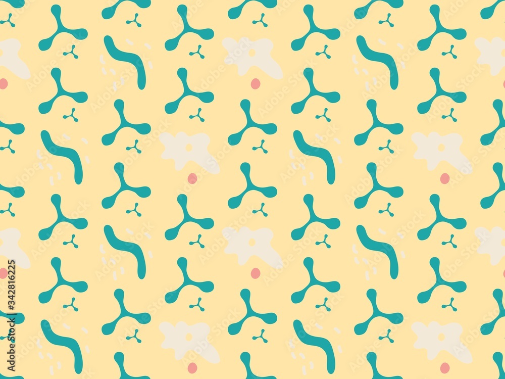  bacterium and microbe on a seamless spring pattern.