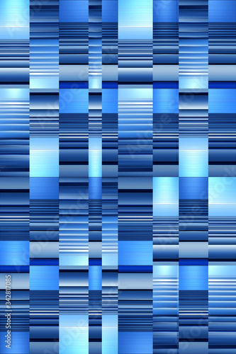 3d rendered and illustration of horizontal striped lines with metallic blue color tone.