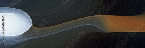abstract modern designed horizontal banner with very dark blue, light gray and brown colors. fluid curved lines with dynamic flowing waves and curves