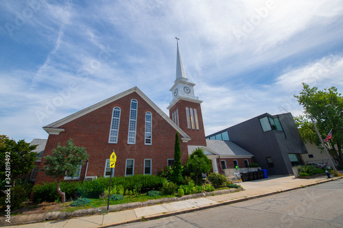 Bethany Presbyterian Church and Korean Church of Boston on 32 Harvard Street in Brookline Village, Town of Brookline, Massachusetts, MA, USA.  photo