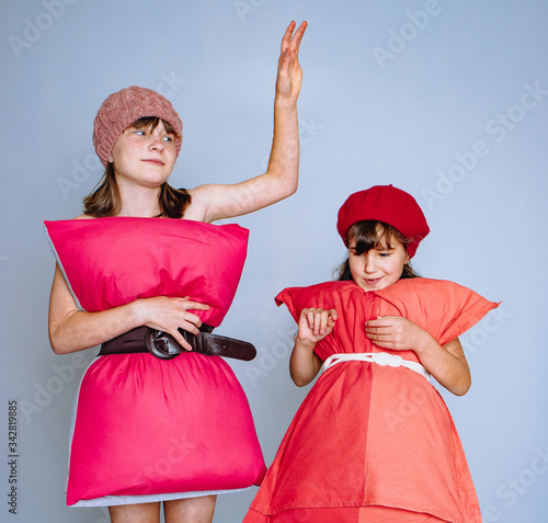 girl in pillow dress, pillow challenge, covid flash mob photo