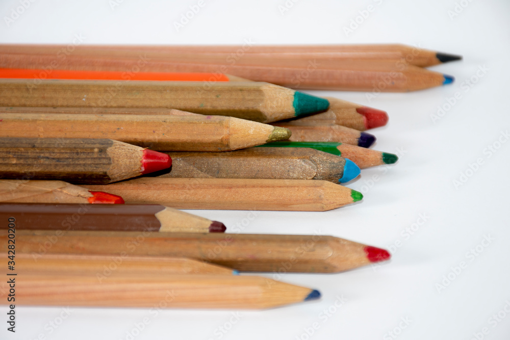 Colorful drawing pencils on white background Colorful drawing pencils on white background