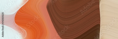 abstract surreal banner design with pastel gray, saddle brown and peru colors. fluid curved flowing waves and curves