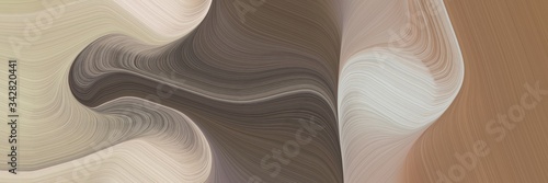 abstract decorative horizontal header with rosy brown, gray gray and old mauve colors. fluid curved lines with dynamic flowing waves and curves