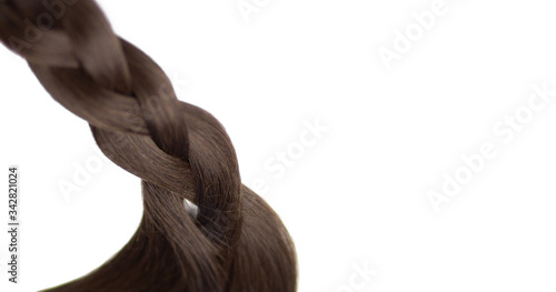 Women fake hair or extension tail braided. Brown color. 
