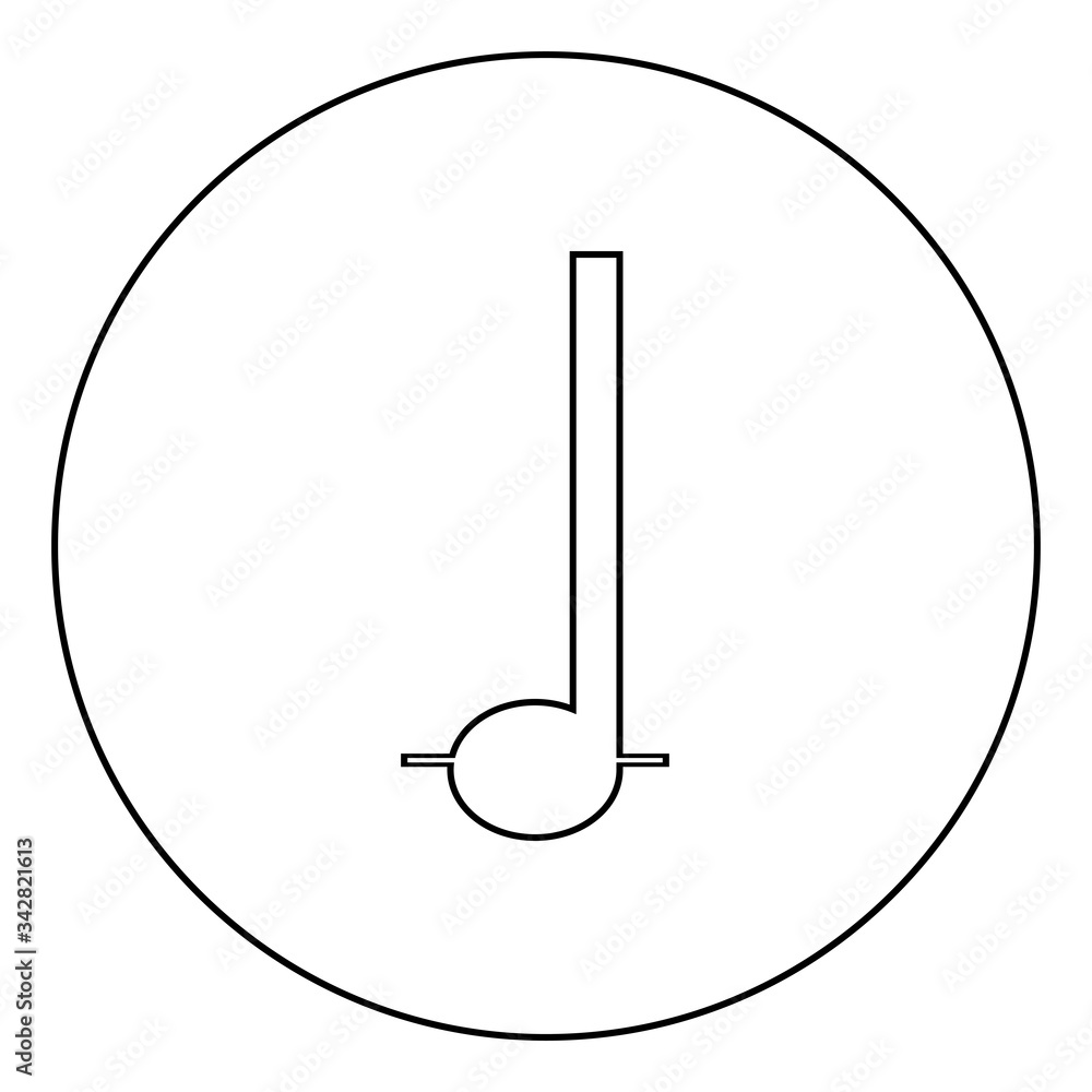 Note to quarter icon in circle round outline black color vector illustration flat style image Note to quarter icon in circle round outline black color vector illustration flat style image
