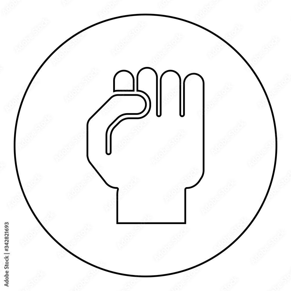 Fist icon in circle round outline black color vector illustration flat style image Fist icon in circle round outline black color vector illustration flat style image