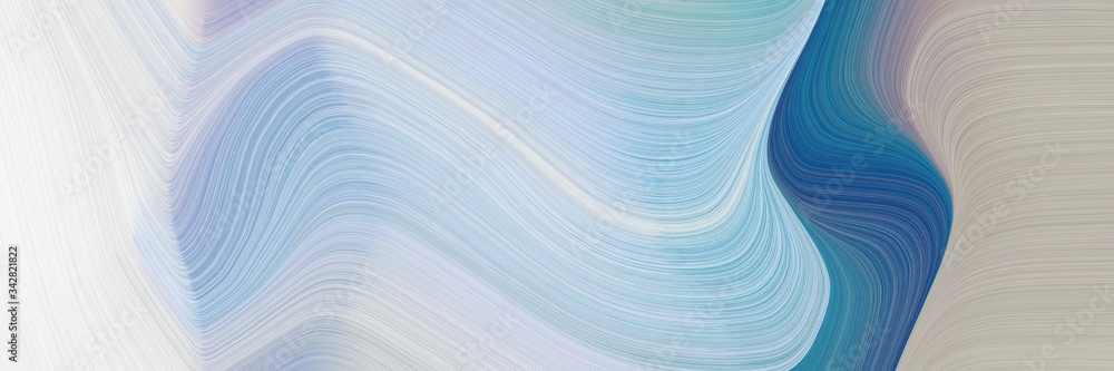 abstract dynamic designed horizontal header with light gray, pastel blue and teal blue colors. fluid curved flowing waves and curves