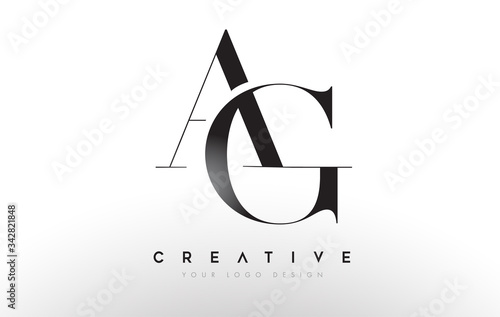 AG GA letter design logo logotype icon concept with serif font and classic elegant style look vector photo
