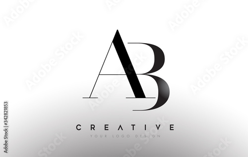 AB letter design logo logotype icon concept with serif font and classic elegant style look vector