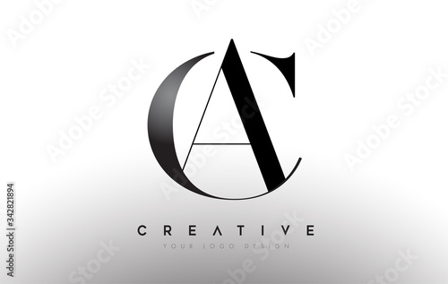 AC CA letter design logo logotype icon concept with serif font and classic elegant style look vector