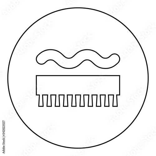 Abrasion resistant for broom brushing Designation on the wallpaper symbol icon in circle round outline black color vector illustration flat style image