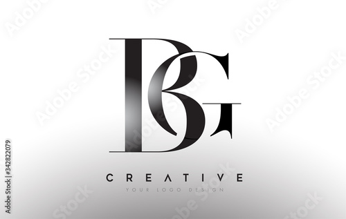 BG GB letter design logo logotype icon concept with serif font and classic elegant style look vector