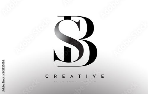 SB BS letter design logo logotype icon concept with serif font and classic elegant style look vector photo