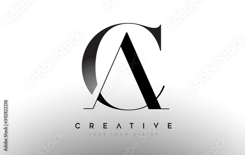 CA AC letter design logo logotype icon concept with serif font and classic elegant style look vector