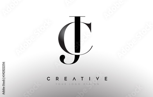 CJ JC letter design logo logotype icon concept with serif font and classic elegant style look vector photo