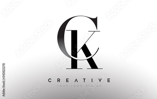 CK KC letter design logo logotype icon concept with serif font and classic elegant style look vector