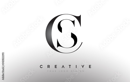 CS SC letter design logo logotype icon concept with serif font and classic elegant style look vector