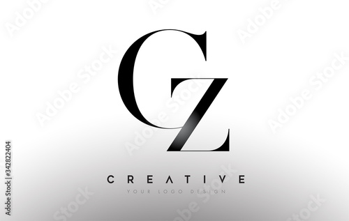 GZ cz letter design logo logotype icon concept with serif font and classic elegant style look vector